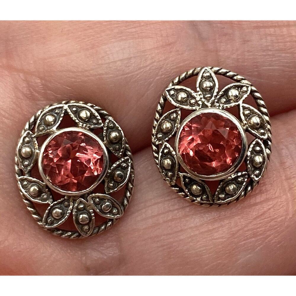 Nicky Butler Earrings Sterling Silver Pink Stone Iolite 2.92g